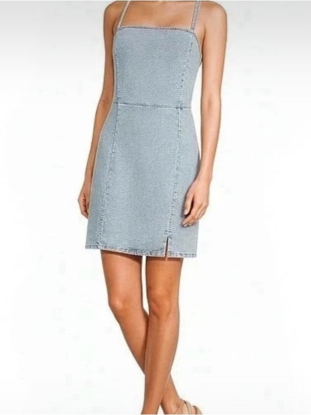 Gianni Bini Medium Blue Lace-Up Tie Back Denim Mini Dress